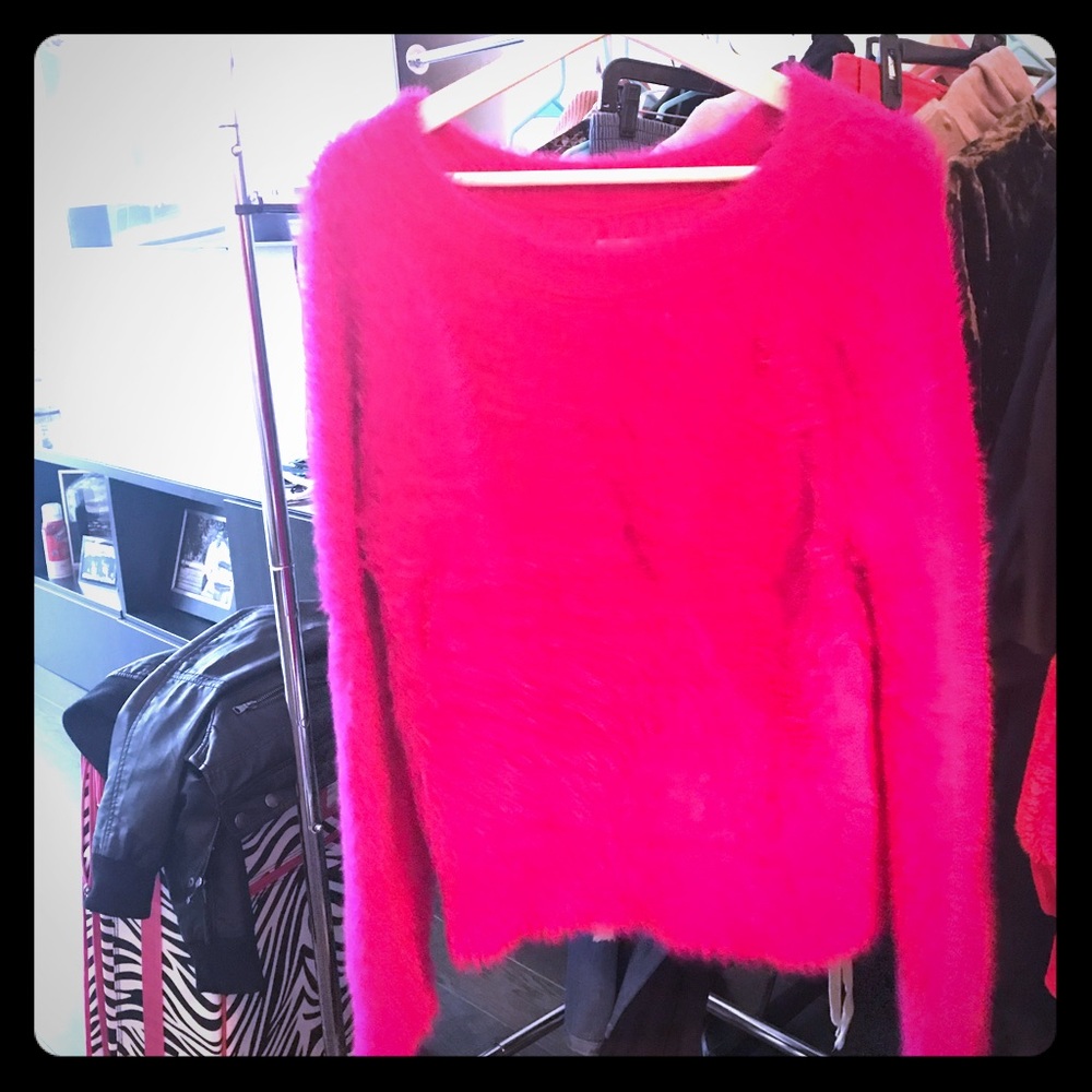 Hot pink fuzzy sweater